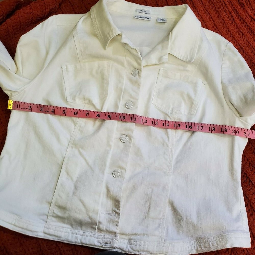 Liz Claiborne Womens Pure White Denim Stretch Long Sleeved Jacket Size XL - Picture 12 of 12